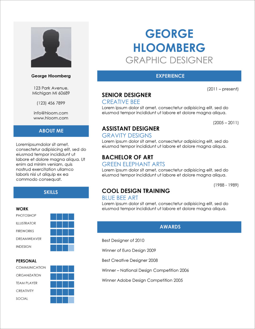 creative one page google docs resume template