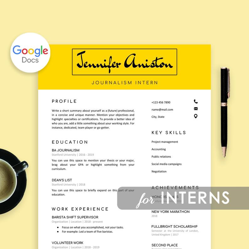 Intern Google Docs Resume Template