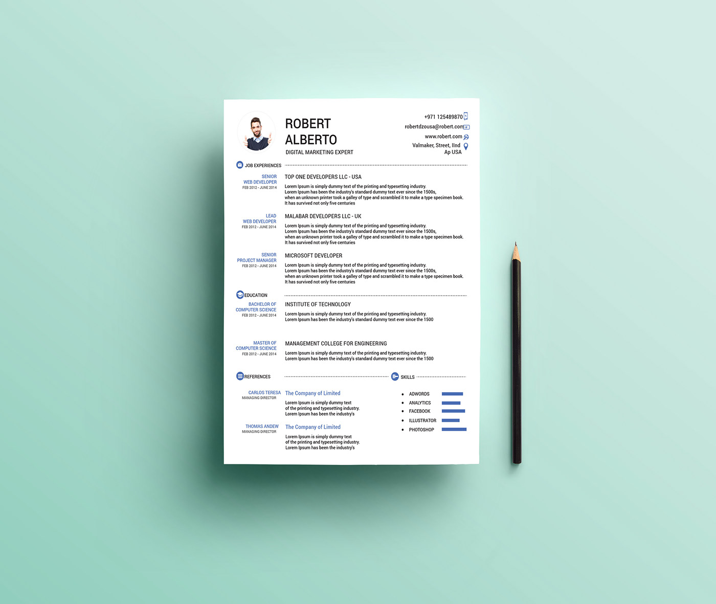 one page clean microsoft word resume template