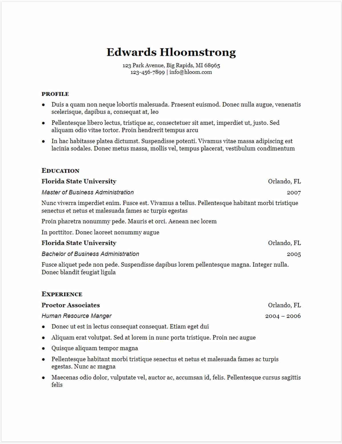 Traditional Elegance Google Docs Resume Template