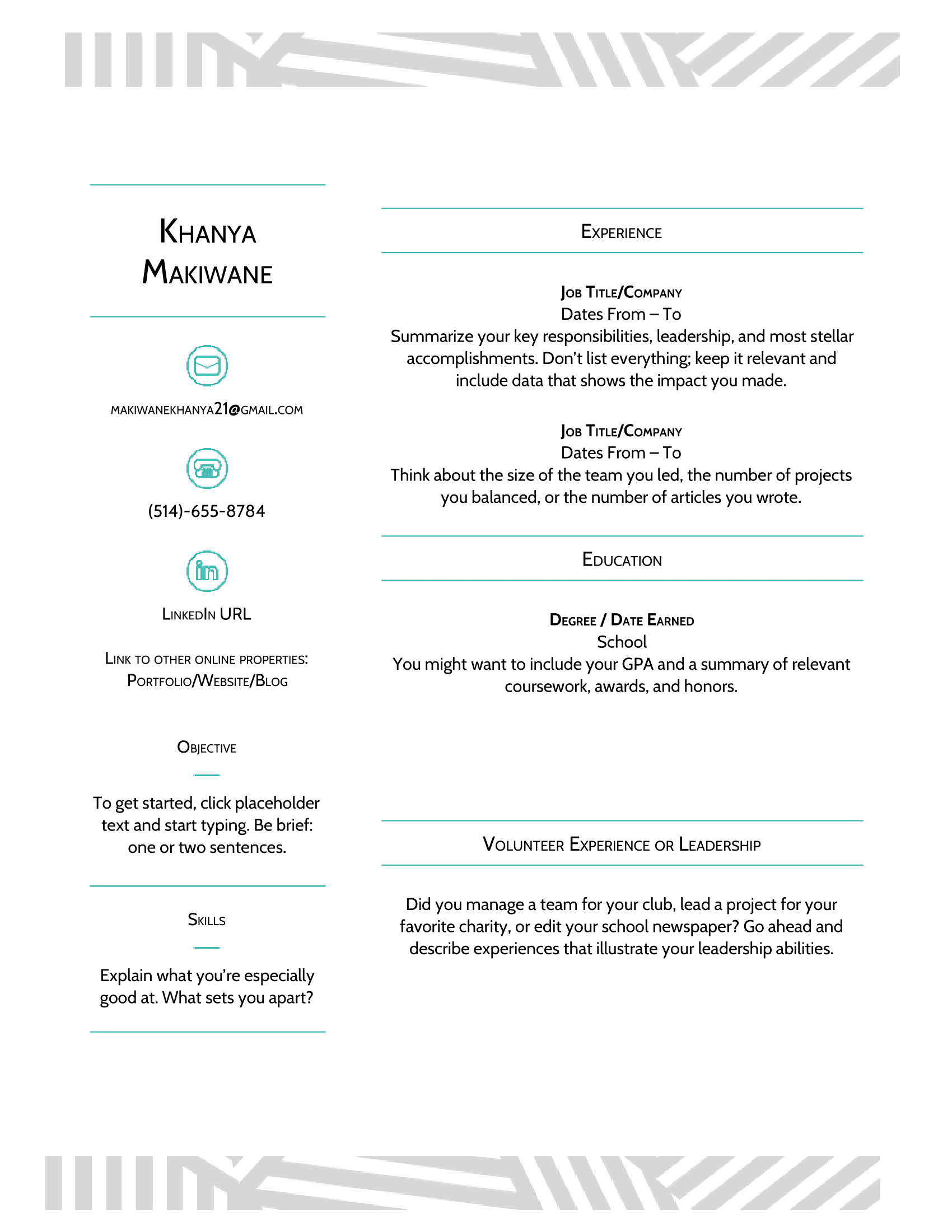 Border Design Google Docs Resume Template