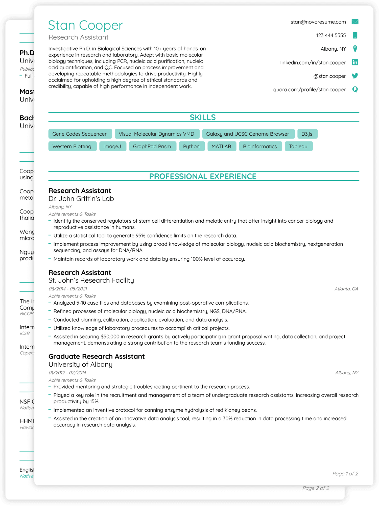 College CV Template