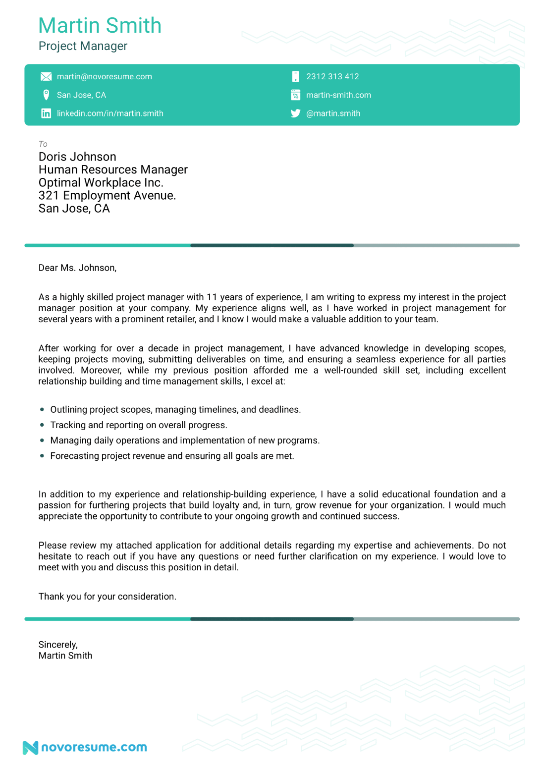 cover letter example for writer resume