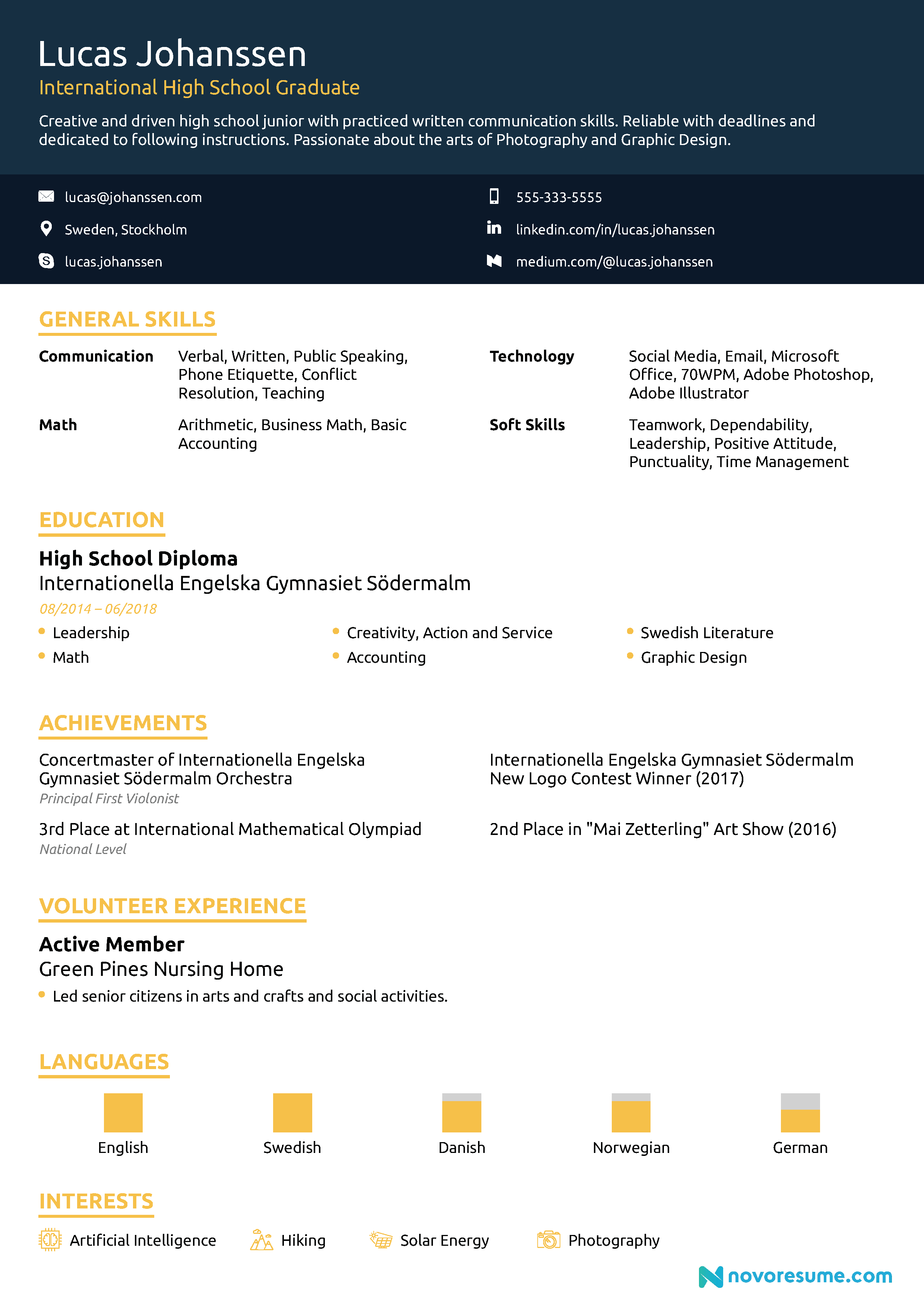 creative high school resume