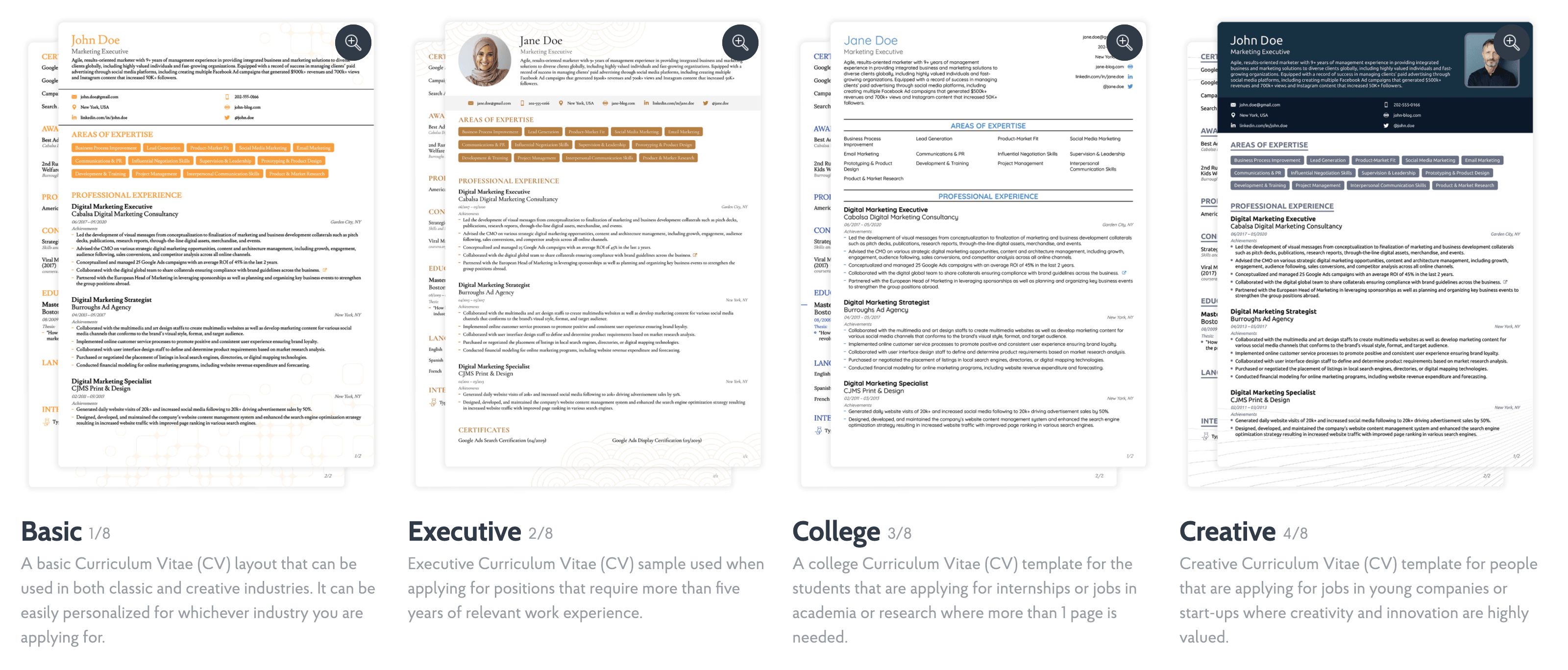 cv templates examples