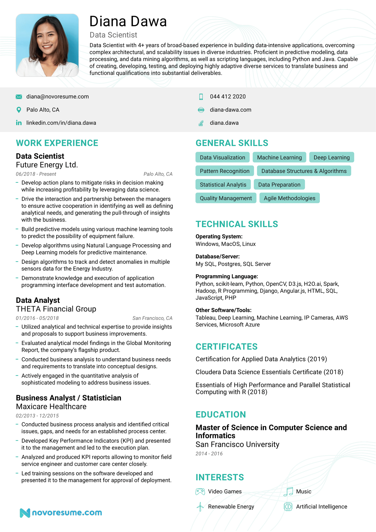 Data Scientist CV Example