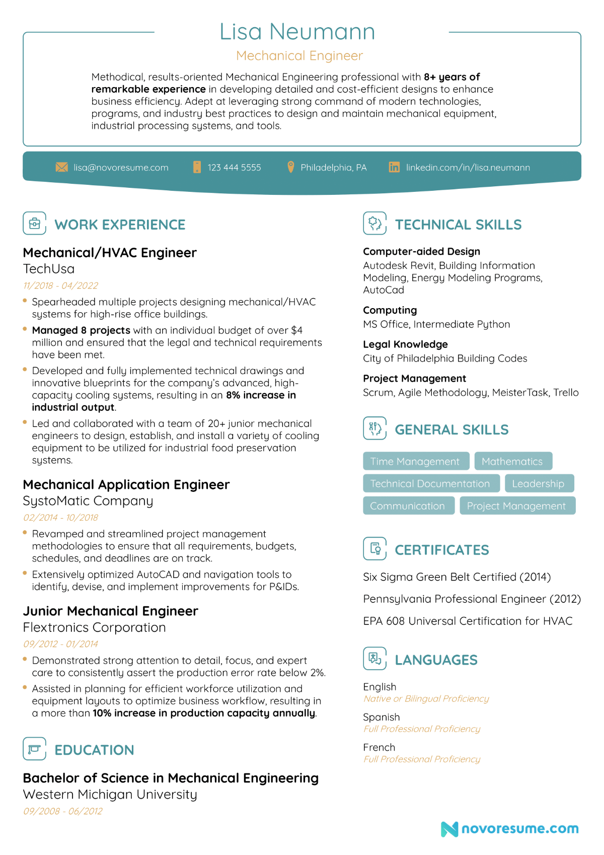 Engineering Resume Example