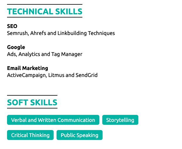 example of a skills section on a resume