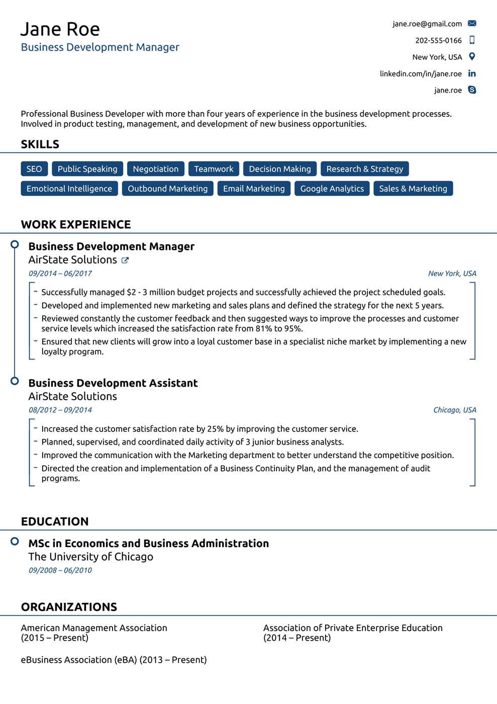 Modern Chronological Resume Template