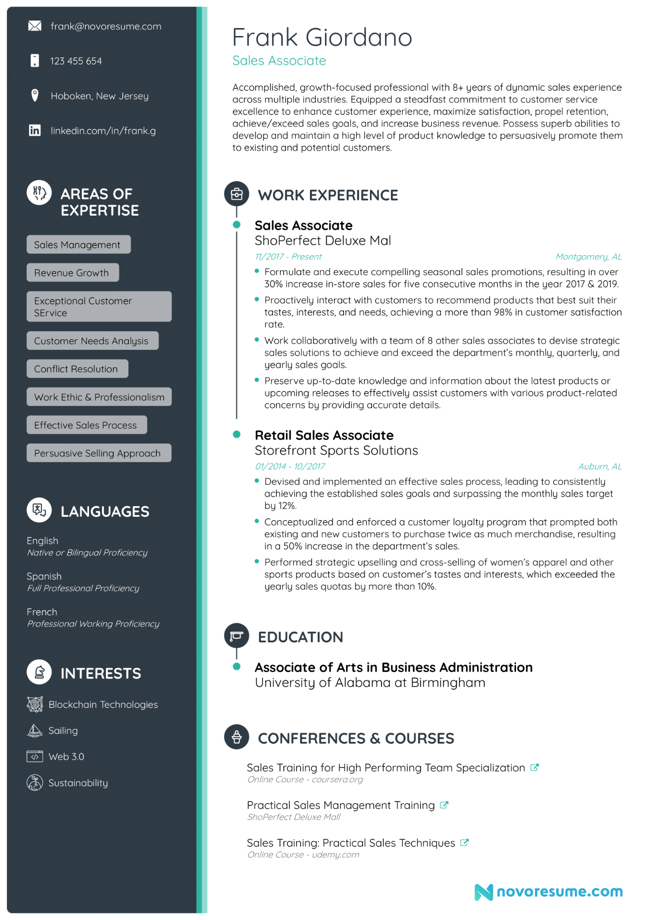 Sales Associate CV Example