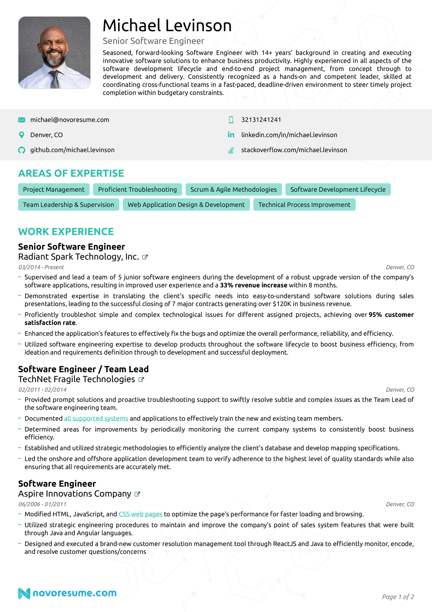 Software Engineer CV Example