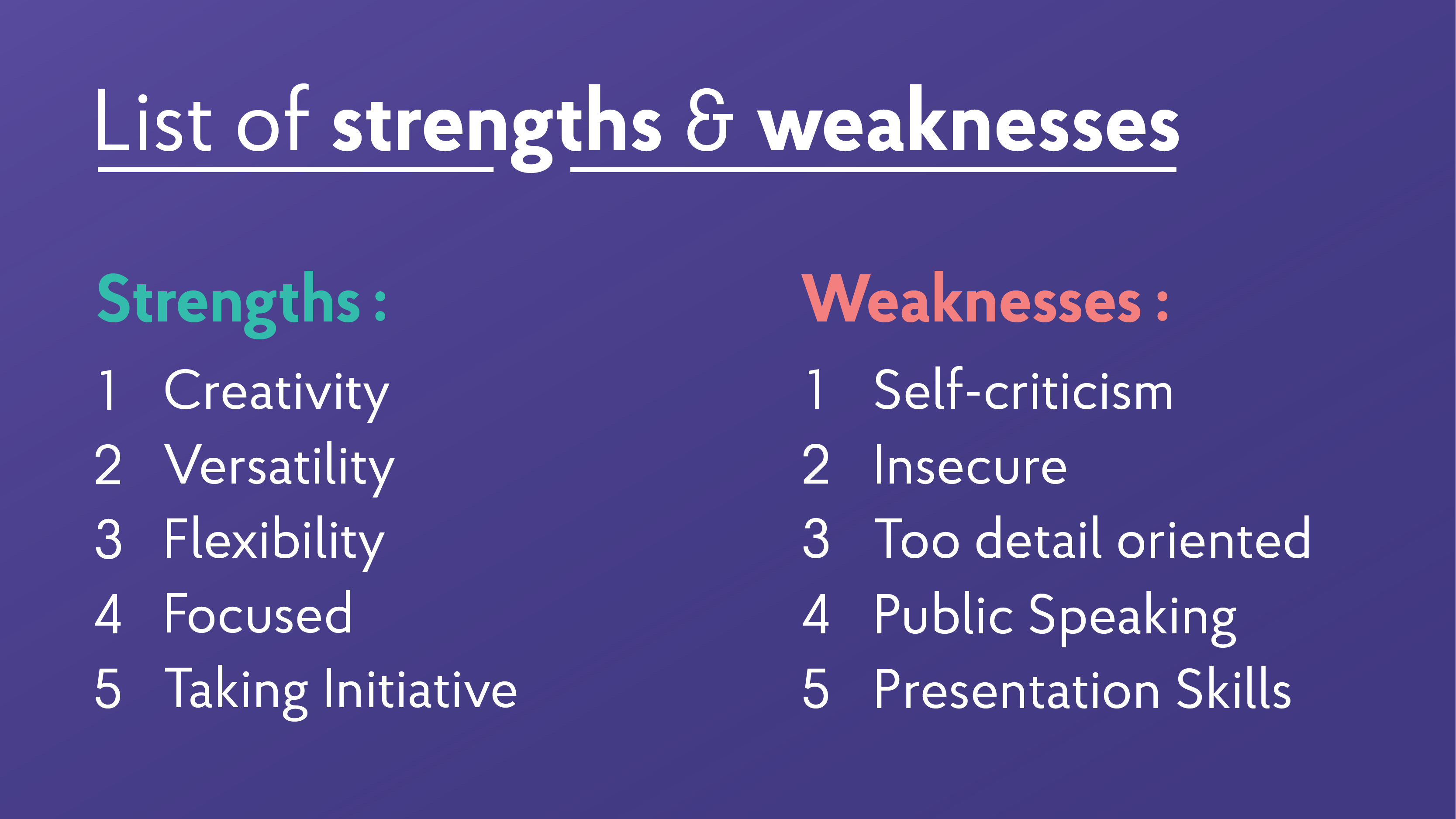 strengths and weaknesses