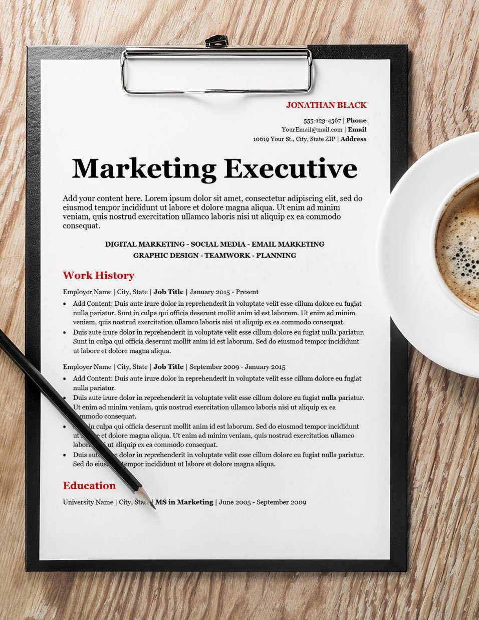 Oversized Resume with Coffee