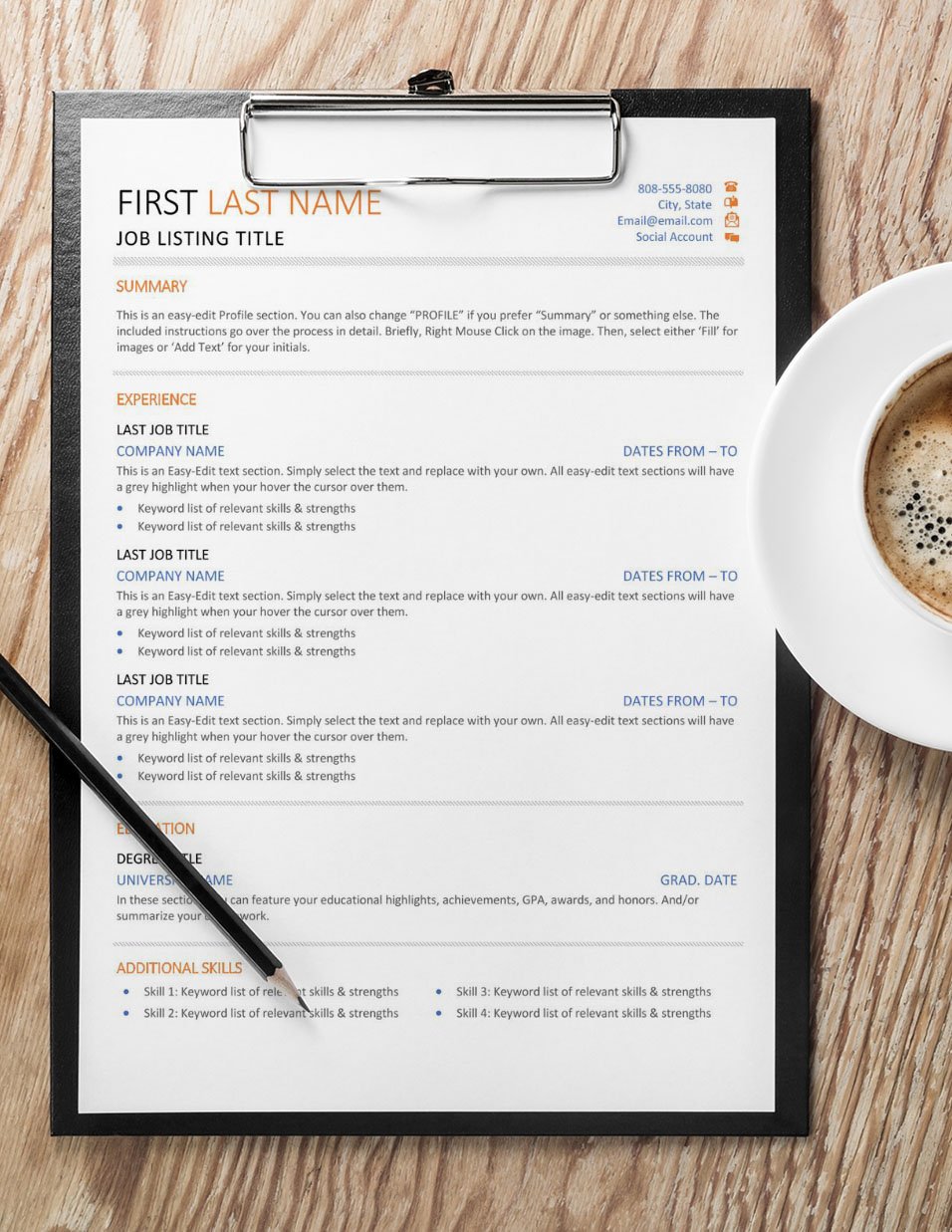 First & Last - Resume with Coffee