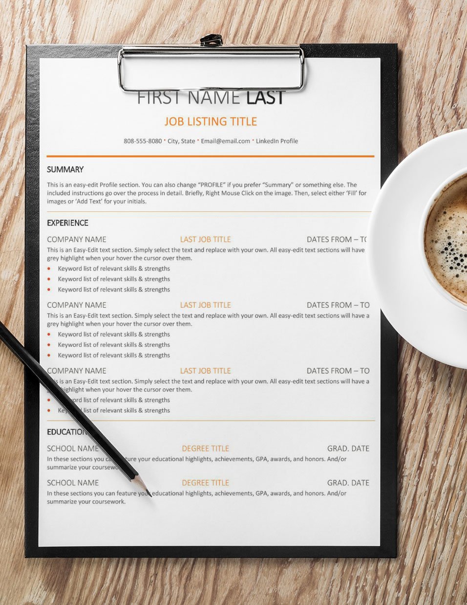 Simple Sectioned - Resume with Coffee