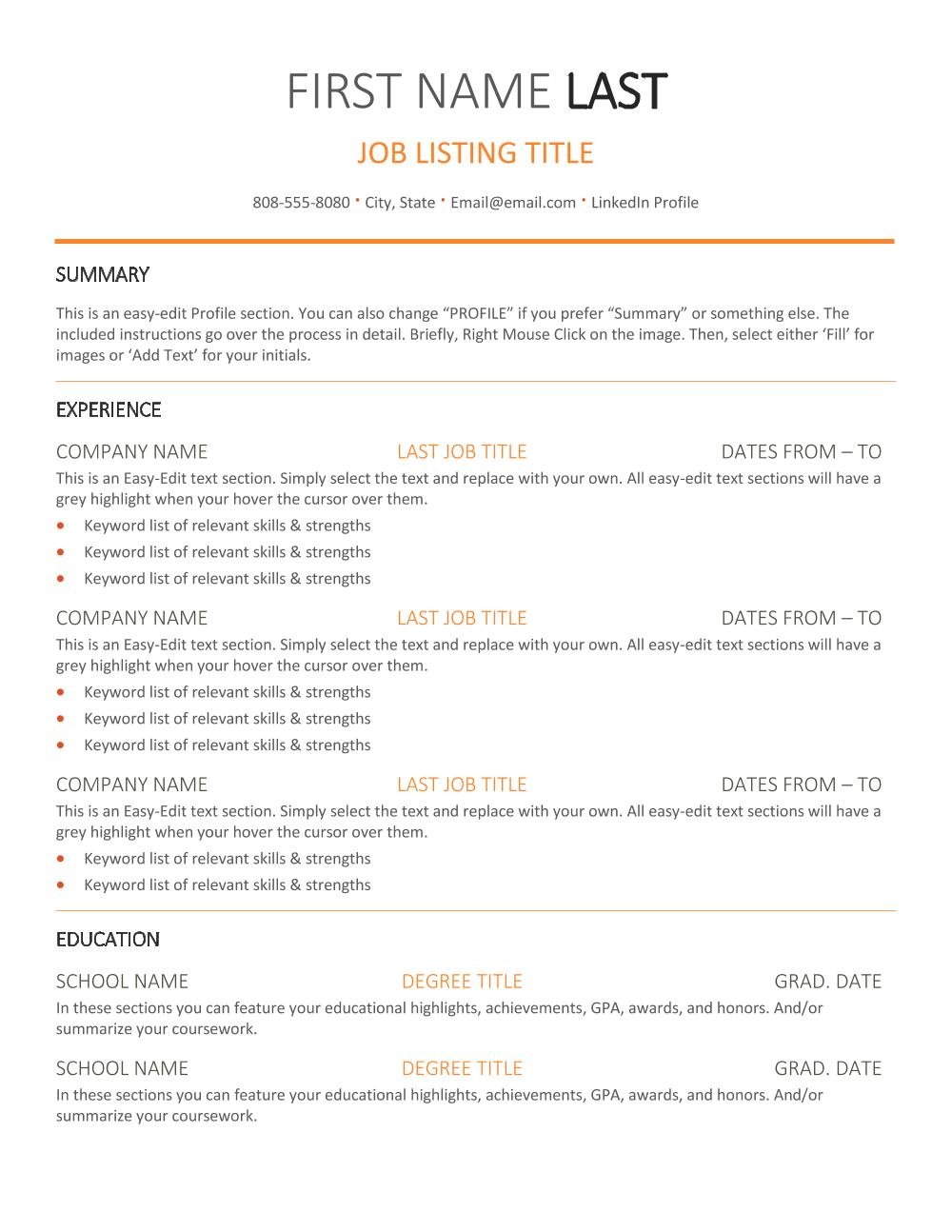 Simple Sectioned - Resume