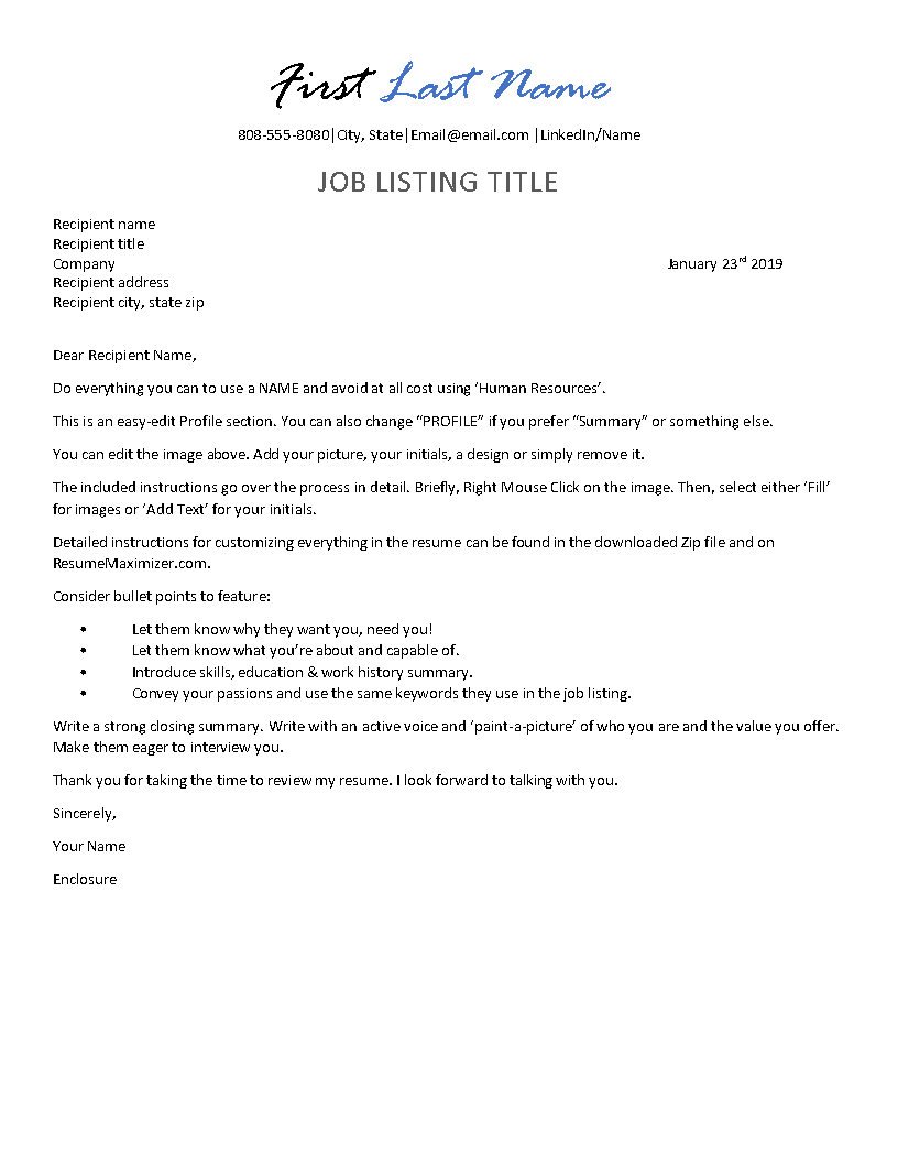 Central Style - Cover Letter