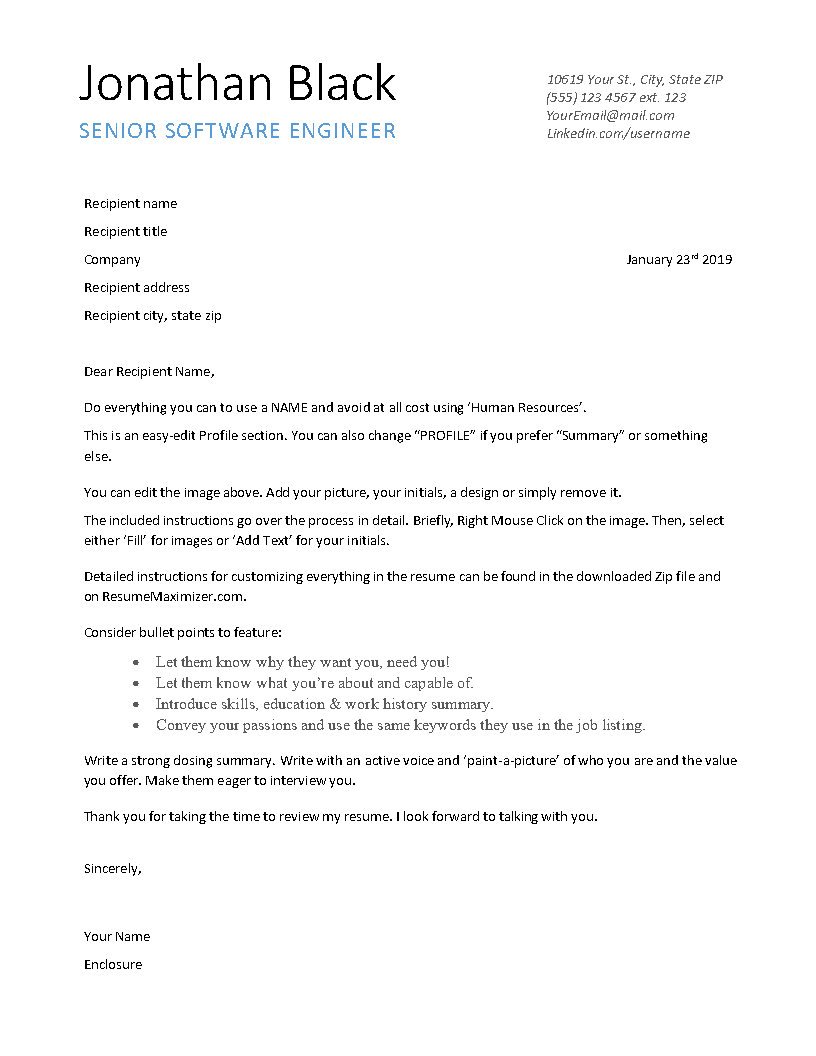 Excellence - Cover Letter